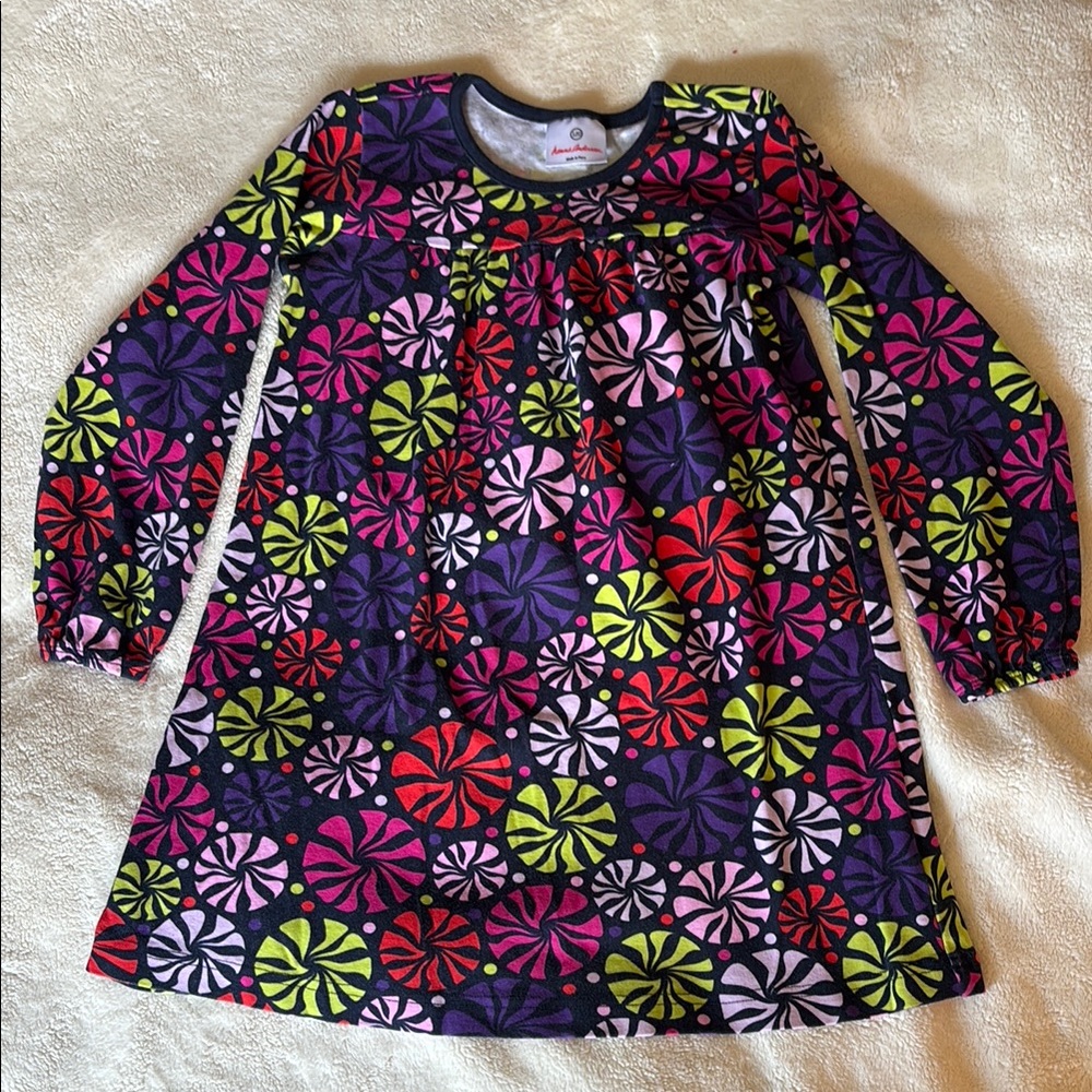 Hanna Andersson Colorful Long Sleeve Dress with Swirl Pattern